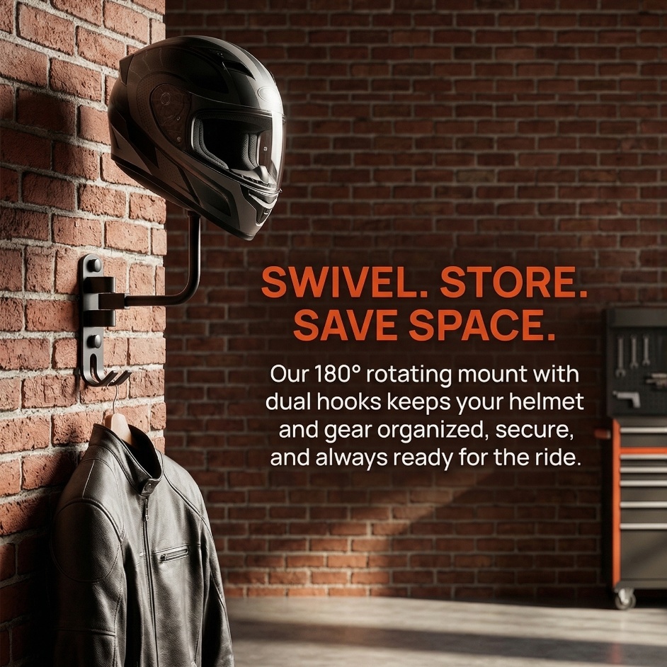 Motorcycle Gear Wall Mount - Premium Aluminum Alloy Stainless Steel Helmet