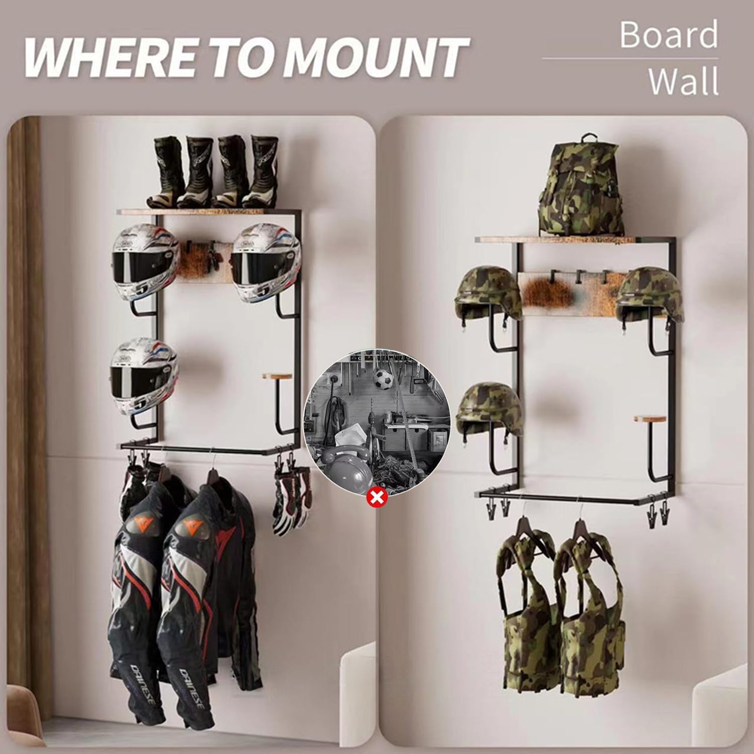 Motorcycle Helmet Holder, Wall - Motorcycle Gear Wall Mount review and price